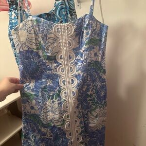 Lilly Pulitzer Blue and White Floral Mini shelli Dress